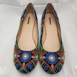 Colorful Embroidered Ballerina flats by Sonoma. Size 8.5